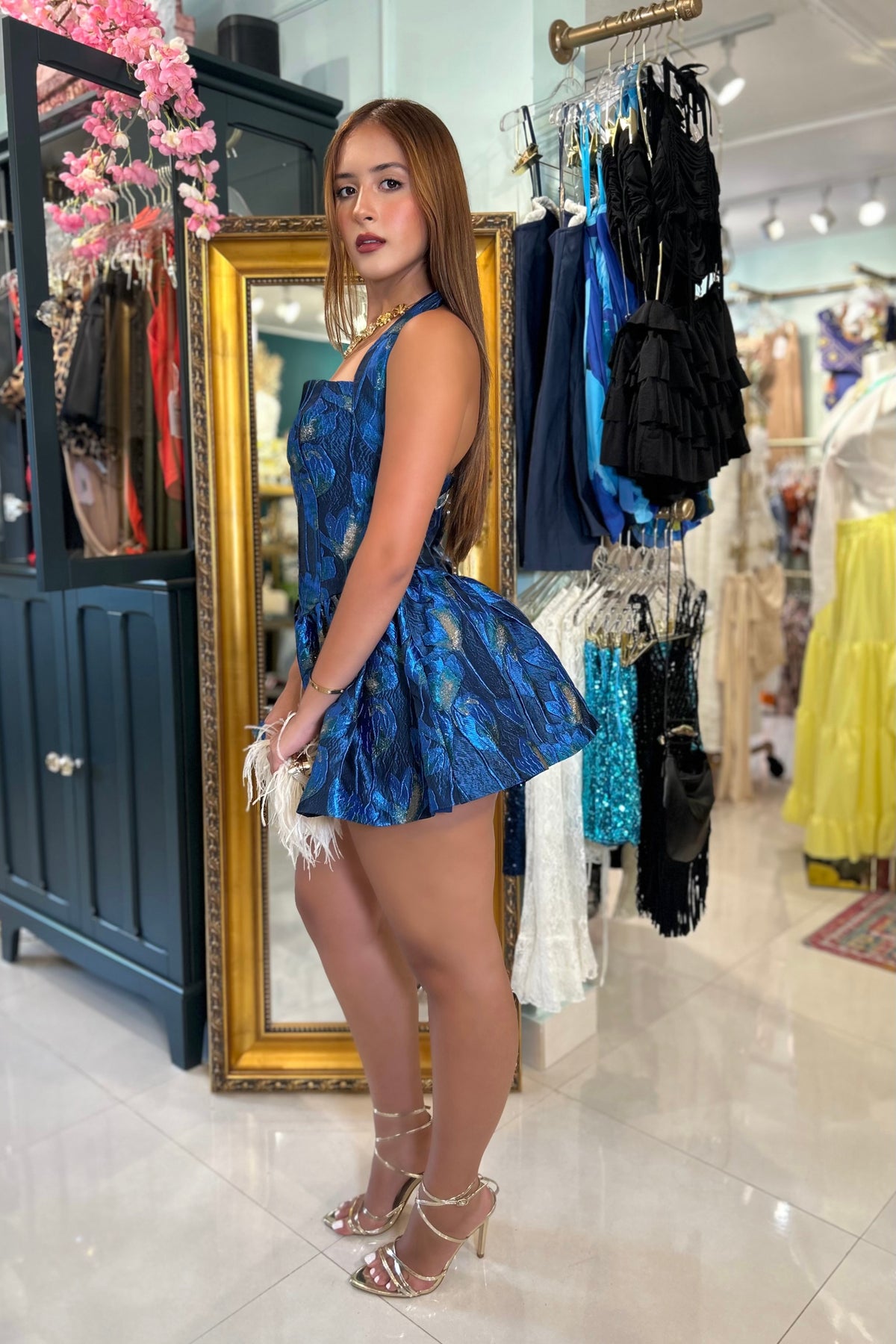 ANTONELA JACQUARD MINI DRESS