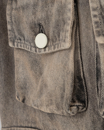 W BASIC MULTI-POCKET CARGO JEAN WASHED BROWN