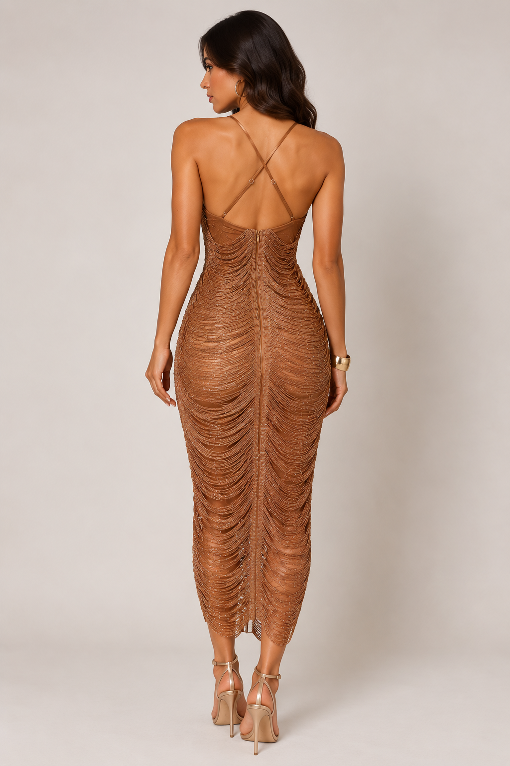 NAHLA FRINGE MIDI DRESS
