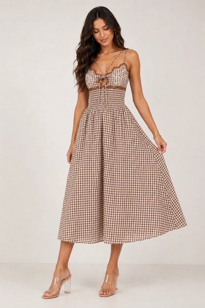ROMA SQUARES MIDI DRESS
