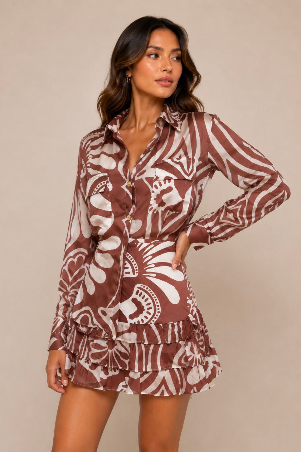SHELLA CARAMEL SKIRT SET