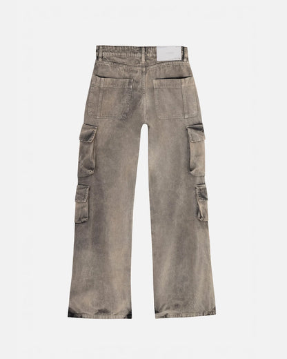 W BASIC MULTI-POCKET CARGO JEAN WASHED BROWN