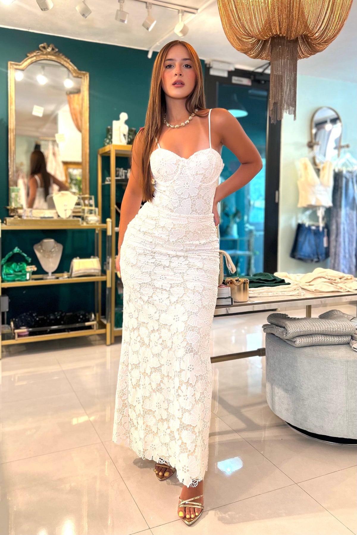 EVA SEQUIN LACE MAXI SKIRT SET