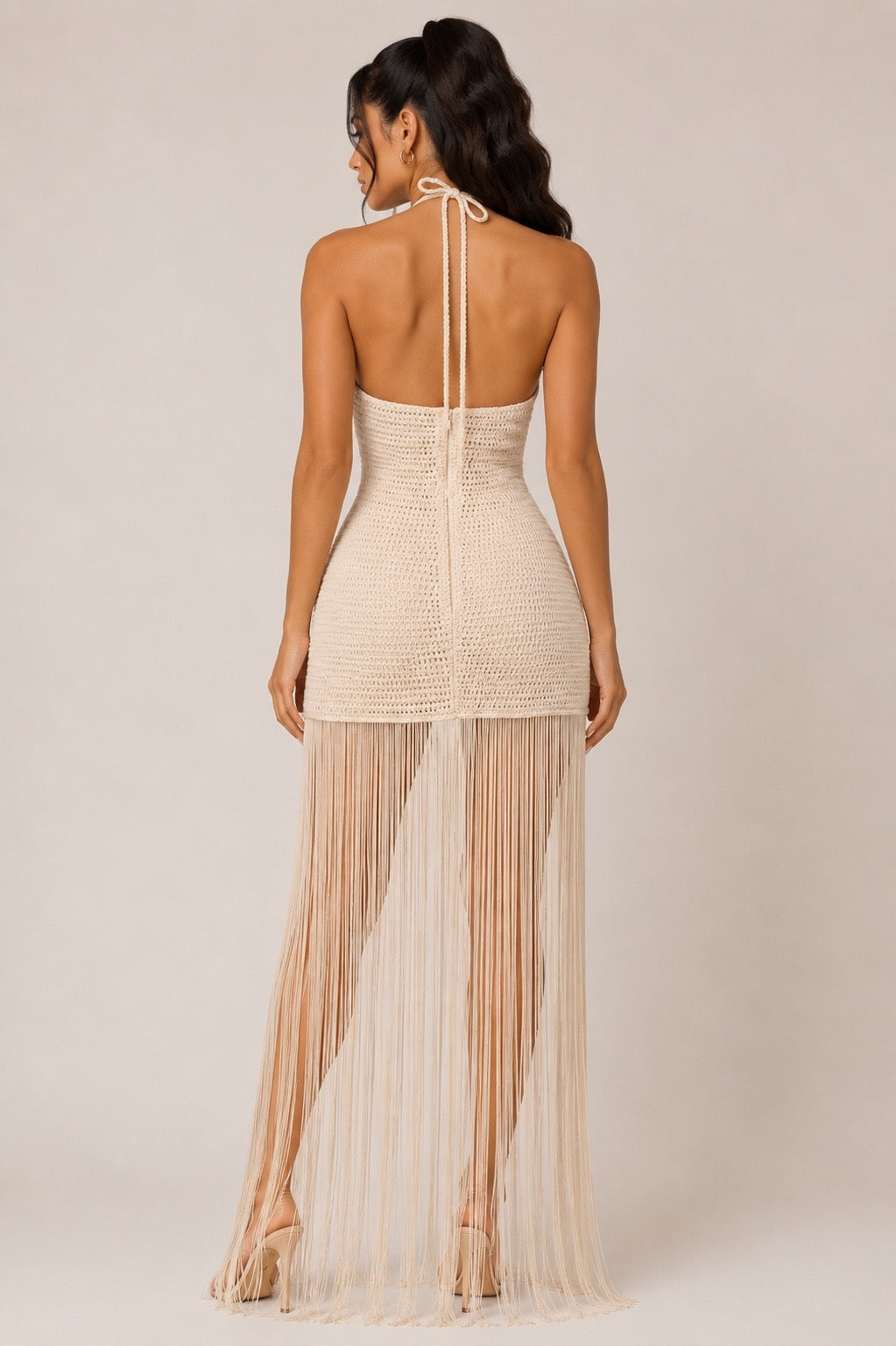 CALYPSA CROCHET/FRINGE DRESS