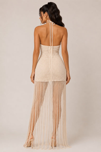 CALYPSA CROCHET/FRINGE DRESS